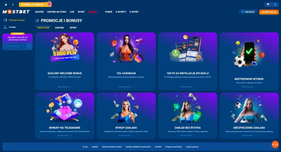 40 darmowych spinów w Mostbet Casino
